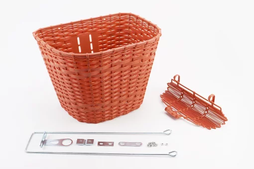 Корзина багажная передняя 28" с крышкой, пластмассовая, коричневая TH-057, FIX-409152