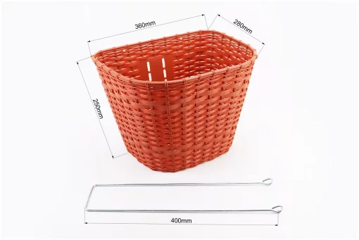 Корзина багажная передняя 28" с крышкой, пластмассовая, коричневая TH-057, FIX-409152