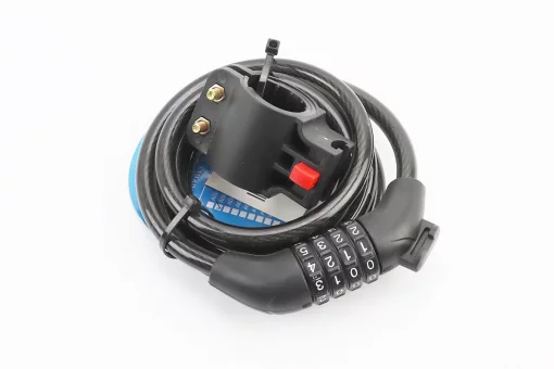 Замок противоугонный тросовый 1500х10мм с 4-х значным кодом, крепл. за трубу сидения, AGL-705, FIX-409213