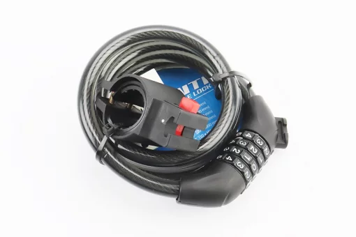 Замок противоугонный тросовый 1500х12мм с 4-х значным кодом, крепл. за трубу сидения, AGL-705, FIX-409214