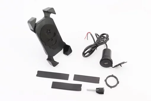 Держатель телефона на руль с черным рисунком + USB зарядка (миним. размер телефона 60*124мм, макс. размер 80*160мм), тип 1,