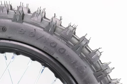 Колесо заднее спицованное + ШИНА, в сборе 80/100-12 (3,00-12") "ось 12мм", FIX-327053