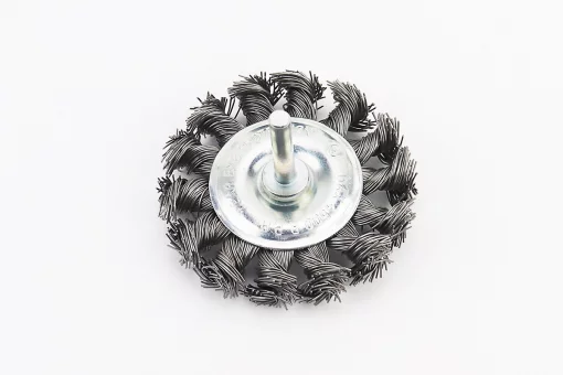 Щетка дисковая со стержнем 1/4" D-75мм из плетеной проволоки BT-8075, FIX-703145