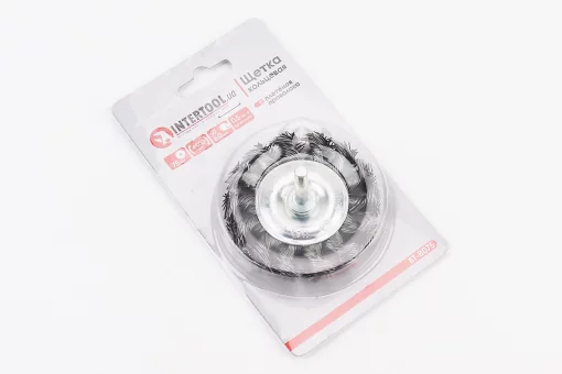 Щетка дисковая со стержнем 1/4" D-75мм из плетеной проволоки BT-8075, FIX-703145