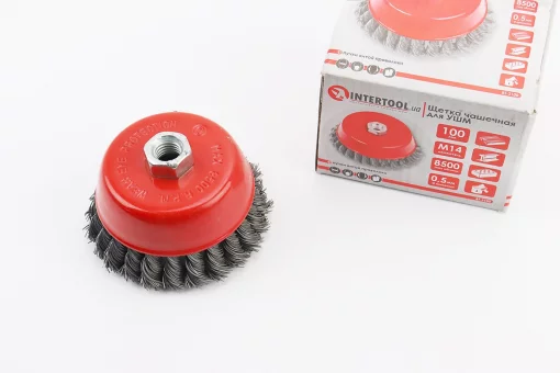 Щетка торцевая М14 D-100мм из плетеной проволоки BT-2100, FIX-703148