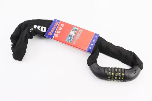 Замок противоугонный цепной 900х6мм с 5-и значным кодом, чёрный TY777, FIX-409248