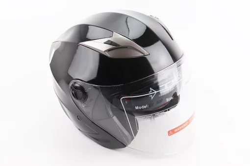 Шлем открытый+откидные очки BLD-708 S (55-56см), ЧЕРНЫЙ глянец, FIX-206590