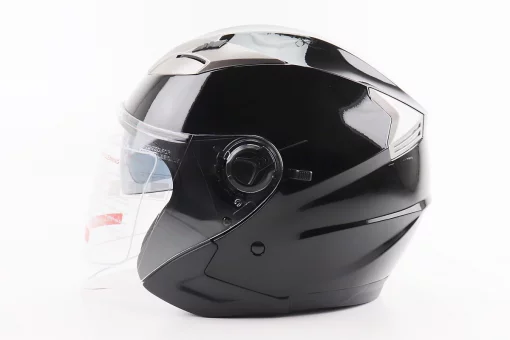 Шлем открытый+откидные очки BLD-708 S (55-56см), ЧЕРНЫЙ глянец, FIX-206590