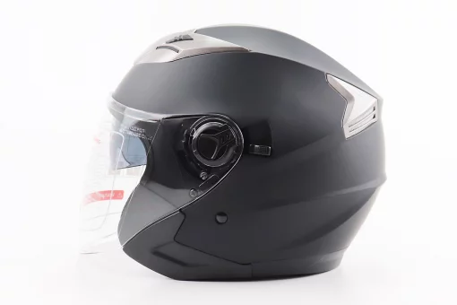 Шлем открытый+откидные очки BLD-708 S (55-56см), ЧЕРНЫЙ матовый, FIX-206591