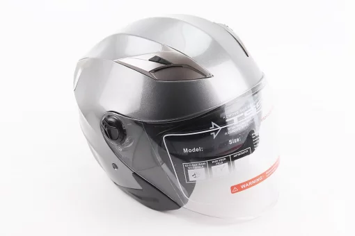 Шлем открытый+откидные очки BLD-708 S (55-56см), СЕРЫЙ глянец, FIX-206592