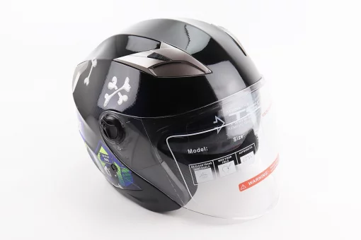 Шлем открытый+откидные очки BLD-708 М (57-58см), ЧЕРНО-СИНИЙ "Bulldog", FIX-206593