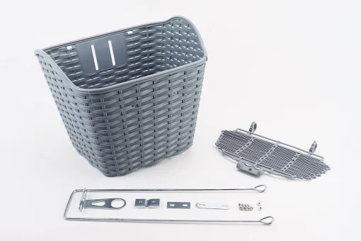 Корзина багажная передняя 26" с крышкой, пластмассовая, серая TH-059, FIX-409269