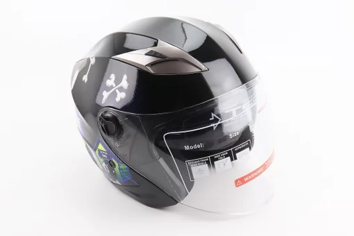 Шлем открытый+откидные очки BLD-708 S (55-56см), ЧЕРНО-СИНИЙ "Bulldog", FIX-206594