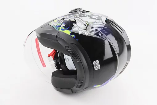 Шлем открытый+откидные очки BLD-708 S (55-56см), ЧЕРНО-СИНИЙ "Bulldog", FIX-206594