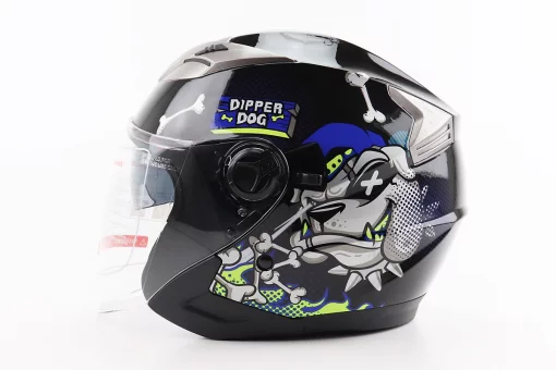 Шлем открытый+откидные очки BLD-708 S (55-56см), ЧЕРНО-СИНИЙ "Bulldog", FIX-206594