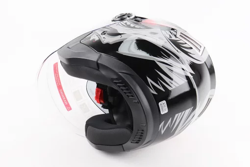 Шлем открытый+откидные очки BLD-708 М (57-58см), ЧЕРНО-КРАСНЫЙ "Raptor", FIX-206595