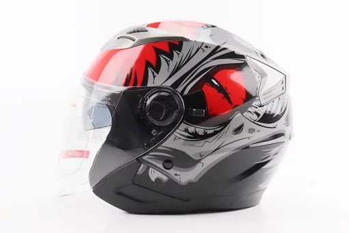 Шлем открытый+откидные очки BLD-708 М (57-58см), ЧЕРНО-КРАСНЫЙ "Raptor", FIX-206595