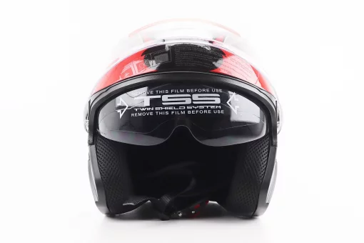 Шлем открытый+откидные очки BLD-708 М (57-58см), ЧЕРНО-КРАСНЫЙ "Raptor", FIX-206595