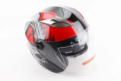 Шлем открытый+откидные очки BLD-708 S (55-56см), ЧЕРНО-КРАСНЫЙ "Raptor", FIX-206596