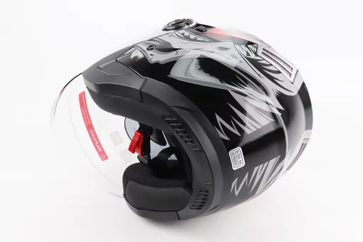 Шлем открытый+откидные очки BLD-708 S (55-56см), ЧЕРНО-КРАСНЫЙ "Raptor", FIX-206596