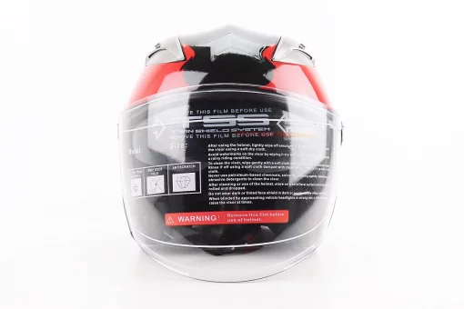 Шлем открытый+откидные очки BLD-708 S (55-56см), ЧЕРНО-КРАСНЫЙ "Raptor", FIX-206596