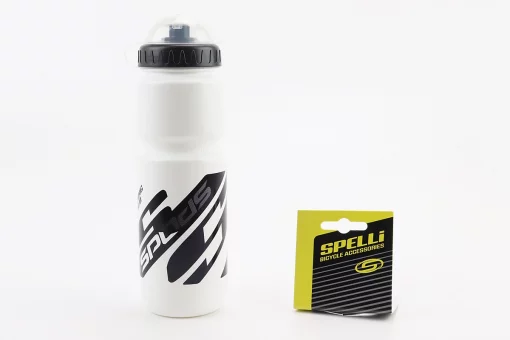 Фляга пластиковая 800мл, с защитной крышкой, бело-чёрная SWB-528-L, FIX-409285