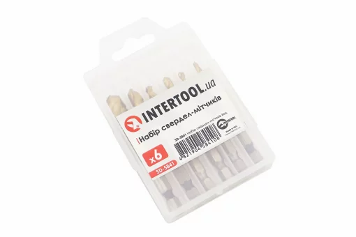 Набор сверл-метчиков по металлу 6шт M3X0,5/M4X0,7/M5X0,8/M6X1,0/M8X1,25/M10X1,5мм HSS SD-5841, FIX-703210