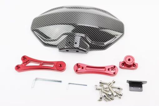 Крило заднє універсальне, червоне кріплення на одну сторону з регулюванням нахилу (бризговик) TUNING, КАРБОН, FIX-354377