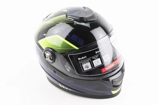 Шлем интеграл, закрытый BLD-М65 L (59-60см), ЧЕРНЫЙ/НЕОНОВО-ЖЕЛТО-СИНИЙ, FIX-206622