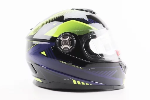 Шлем интеграл, закрытый BLD-М65 L (59-60см), ЧЕРНЫЙ/НЕОНОВО-ЖЕЛТО-СИНИЙ, FIX-206622