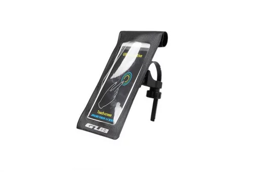 Держатель-чехол телефона 175х108мм на руль, Ziplock, сенсорная пленка, влагозащитный, быстросъёмный, регулируемый, чёрный GUB 919,