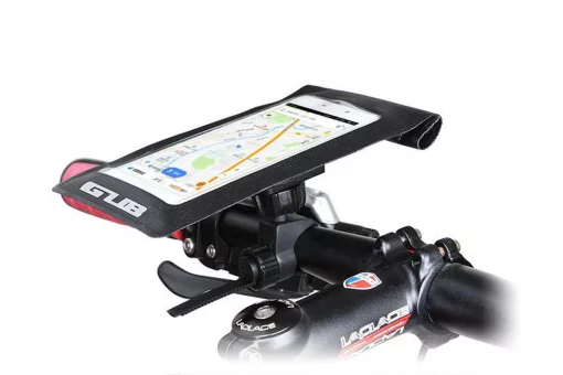 Держатель-чехол телефона 175х108мм на руль, Ziplock, сенсорная пленка, влагозащитный, быстросъёмный, регулируемый, чёрный GUB 919,