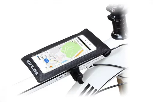 Держатель-чехол телефона 175х108мм на руль, Ziplock, сенсорная пленка, влагозащитный, быстросъёмный, регулируемый, чёрный GUB 919,