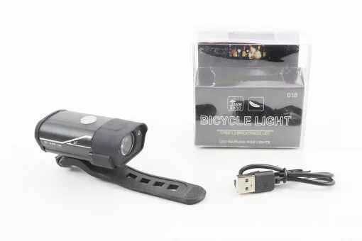 Фонарь передний 1 диод алюминиевый, Li-ion 3.7V 850mAh зарядка от USB, влагозащитный, чёрный HYD-018, FIX-409339