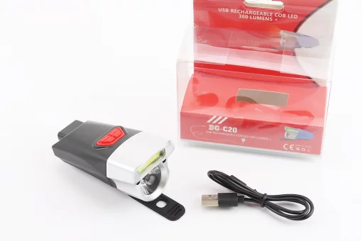 Фонарь передний 1+7 диодов 360 lumen, Li-ion 3.7V 500mAh зарядка от USB, влагозащитный, чёрно-серый BG-C20, FIX-409341