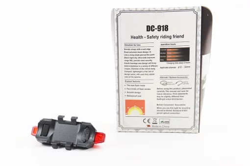 Фонарь задний 5 диодов 15 lumen, Li-ion 3.7V 330mAh зарядка от USB, влагозащитный, BS-216/DС-918, FIX-409365