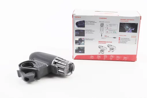 Фонарь передний 1 диод 200 lumen, Li-ion 3.7V 1200mAh зарядка от USB, влагозащитный, чёрно-серый, FIX-409369