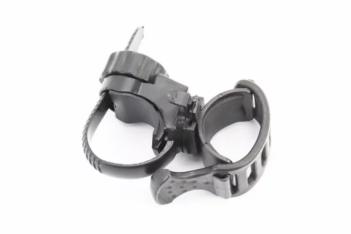 Крепление фонаря на руль велосипеда, регулированное, пластмассово-резиновое, крепл. на хомуте, чёрное, FIX-409376