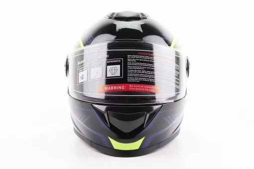 Шлем интеграл, закрытый BLD-М65 М (57-58см), ЧЕРНЫЙ/НЕОНОВО-ЖЕЛТО-СИНИЙ, FIX-206624