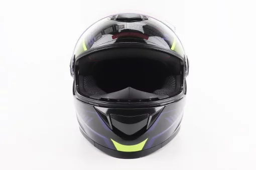 Шлем интеграл, закрытый BLD-М65 М (57-58см), ЧЕРНЫЙ/НЕОНОВО-ЖЕЛТО-СИНИЙ, FIX-206624