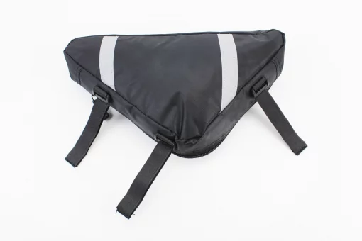 Сумка под раму треугольная 280х220х200мм, крепл. на липучке, влагозащитная, светоотражающие полосы, чёрная, FIX-409430