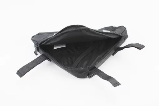 Сумка под раму треугольная 280х220х200мм, крепл. на липучке, влагозащитная, светоотражающие полосы, чёрная, FIX-409430