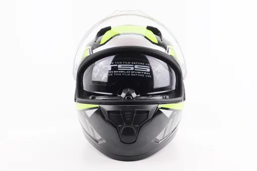 Шлем интеграл, закрытый (сертификация DOT)+откидные очки BLD-M67 М (57-58см), ЧЕРНЫЙ/НЕОНОВО-ЗЕЛЕНЫЙ, FIX-206640