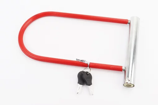 Замок противоугонный U-образный 175x290 (120х250)мм, толщина скобы 10мм под ключ, красный, FIX-409457