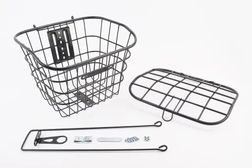 Корзина багажная передняя 26" с крышкой, чёрная YZ-061 (возможны царапины, сколы, дефекты покраски), FIX-409474