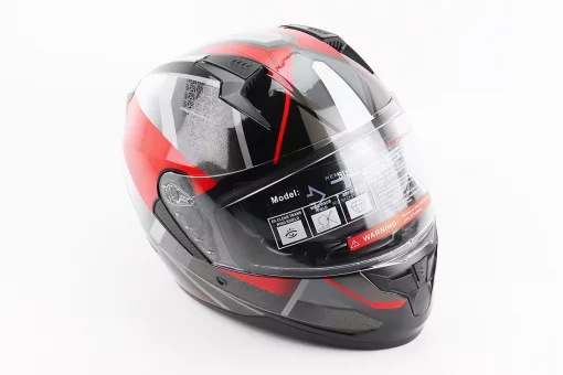 Шлем интеграл, закрытый (сертификация DOT)+откидные очки BLD-M67 М (57-58см), ЧЕРНЫЙ/КРАСНО-СЕРЫЙ, FIX-206642