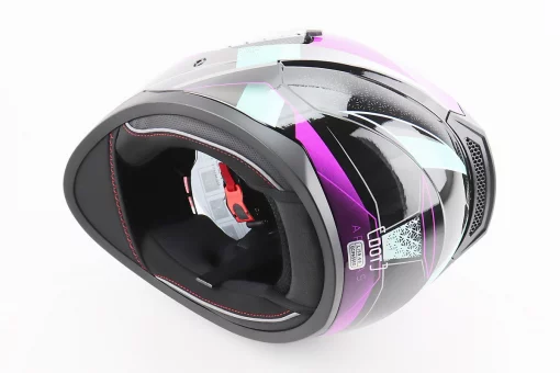 Шлем интеграл, закрытый (сертификация DOT)+откидные очки BLD-M67 L (59-60см), ЧЕРНЫЙ/ФИОЛЕТОВО-БИРЮЗОВЫЙ, FIX-206643