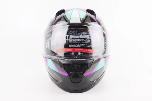 Шлем интеграл, закрытый (сертификация DOT)+откидные очки BLD-M67 L (59-60см), ЧЕРНЫЙ/ФИОЛЕТОВО-БИРЮЗОВЫЙ, FIX-206643