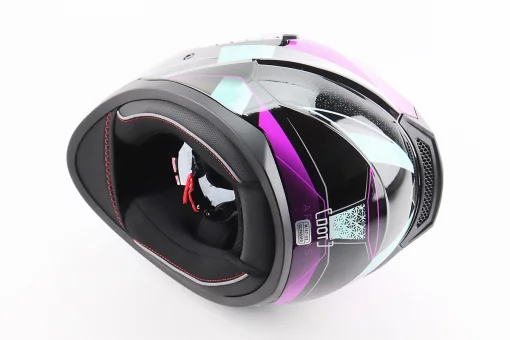 Шлем интеграл, закрытый (сертификация DOT)+откидные очки BLD-M67 М (57-58см), ЧЕРНЫЙ/ФИОЛЕТОВО-БИРЮЗОВЫЙ, FIX-206644