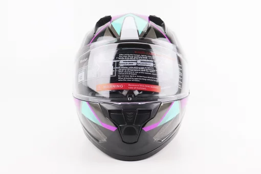 Шлем интеграл, закрытый (сертификация DOT)+откидные очки BLD-M67 М (57-58см), ЧЕРНЫЙ/ФИОЛЕТОВО-БИРЮЗОВЫЙ, FIX-206644